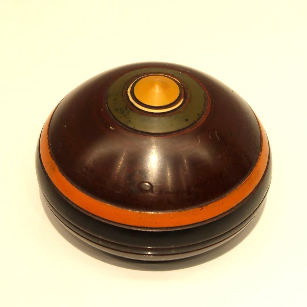 【茶道具】3代村瀬治兵衛作　宝珠形独楽塗香合