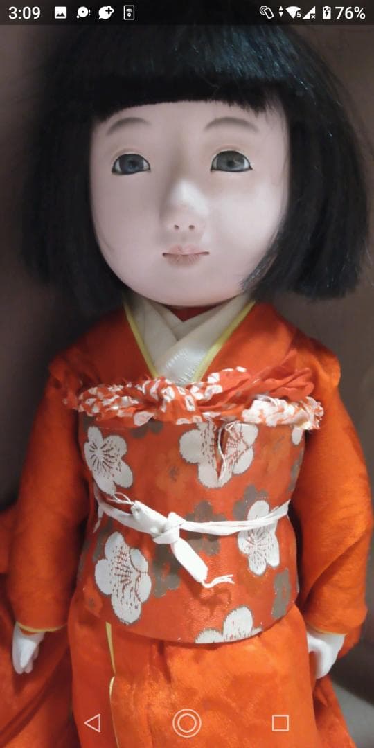 ガラス目の市松人形と和装洋装2着セット