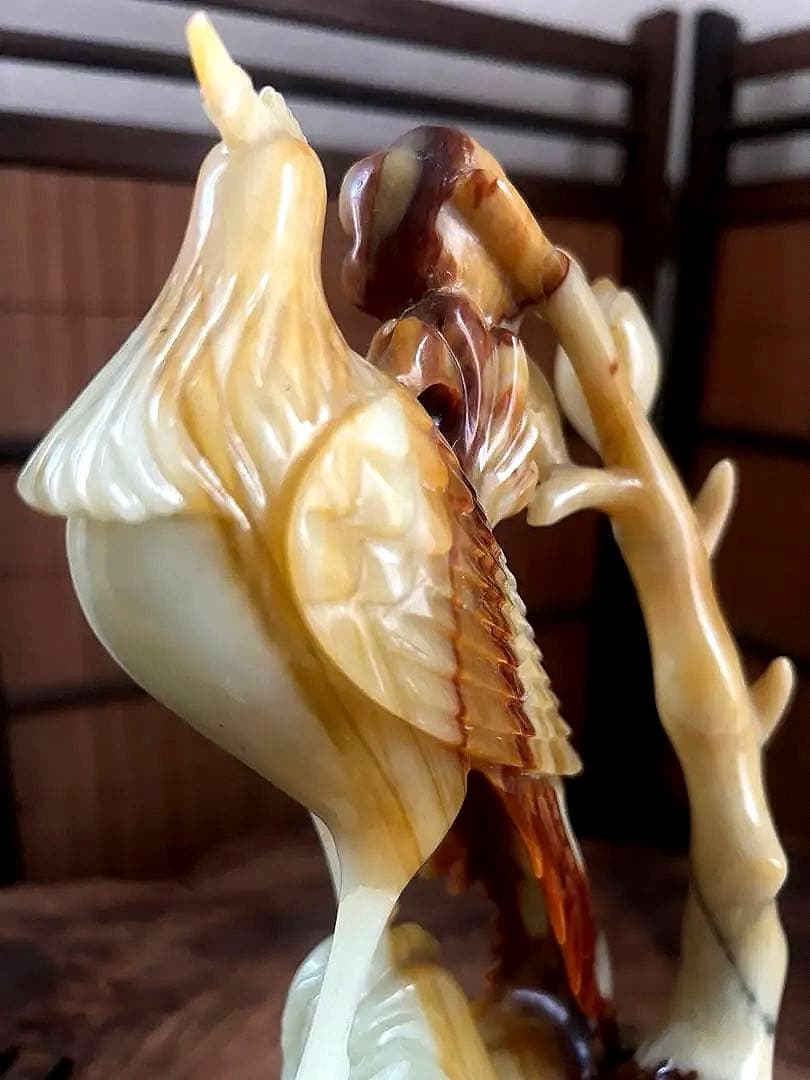 古翡翠 緑砡石 瑪瑙 鳳凰 象嵌台座