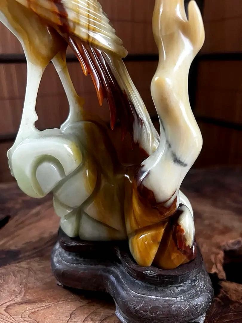 古翡翠 緑砡石 瑪瑙 鳳凰 象嵌台座