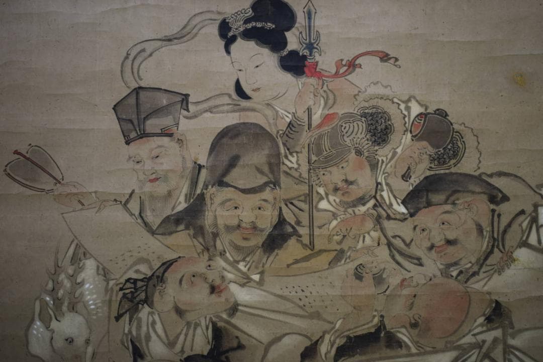 真作/圭山信有/七福神図/大幅/布袋屋掛軸HG-692