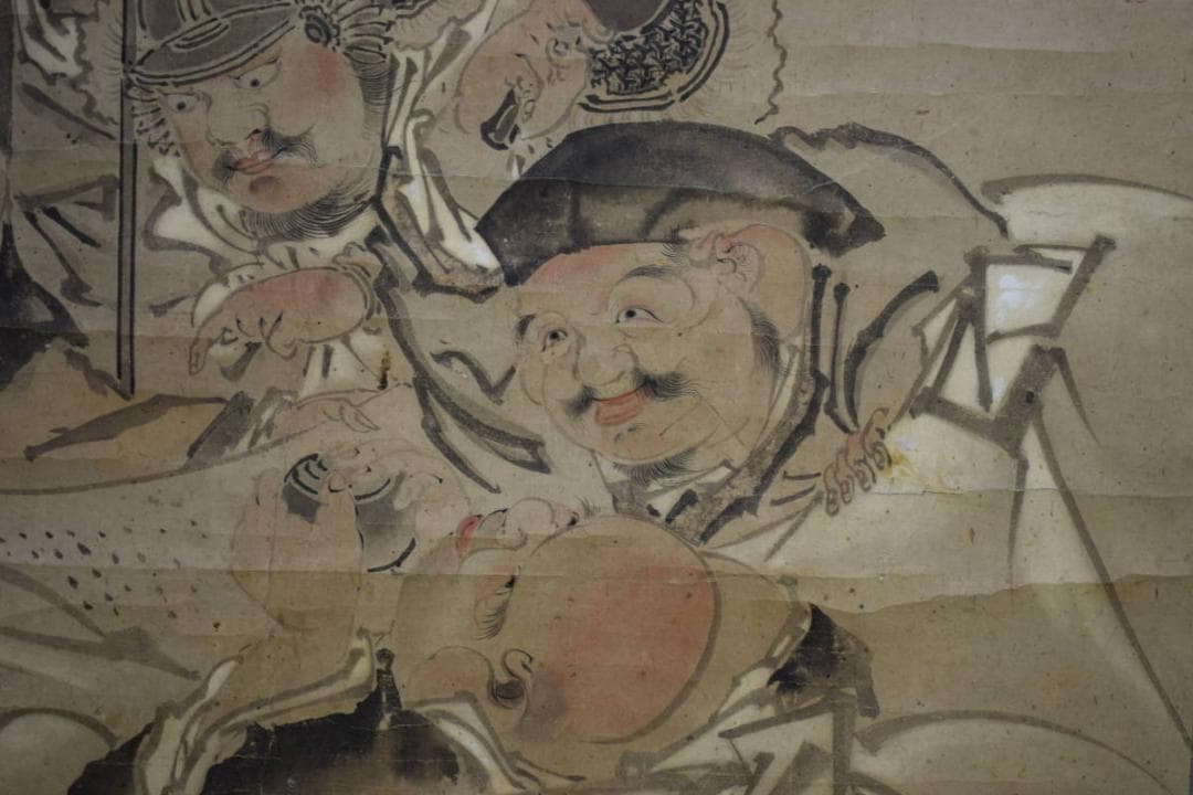 真作/圭山信有/七福神図/大幅/布袋屋掛軸HG-692