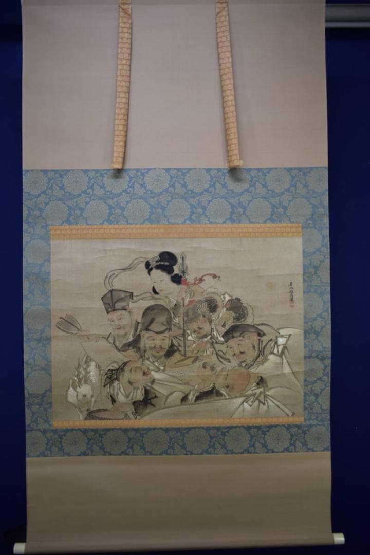 真作/圭山信有/七福神図/大幅/布袋屋掛軸HG-692