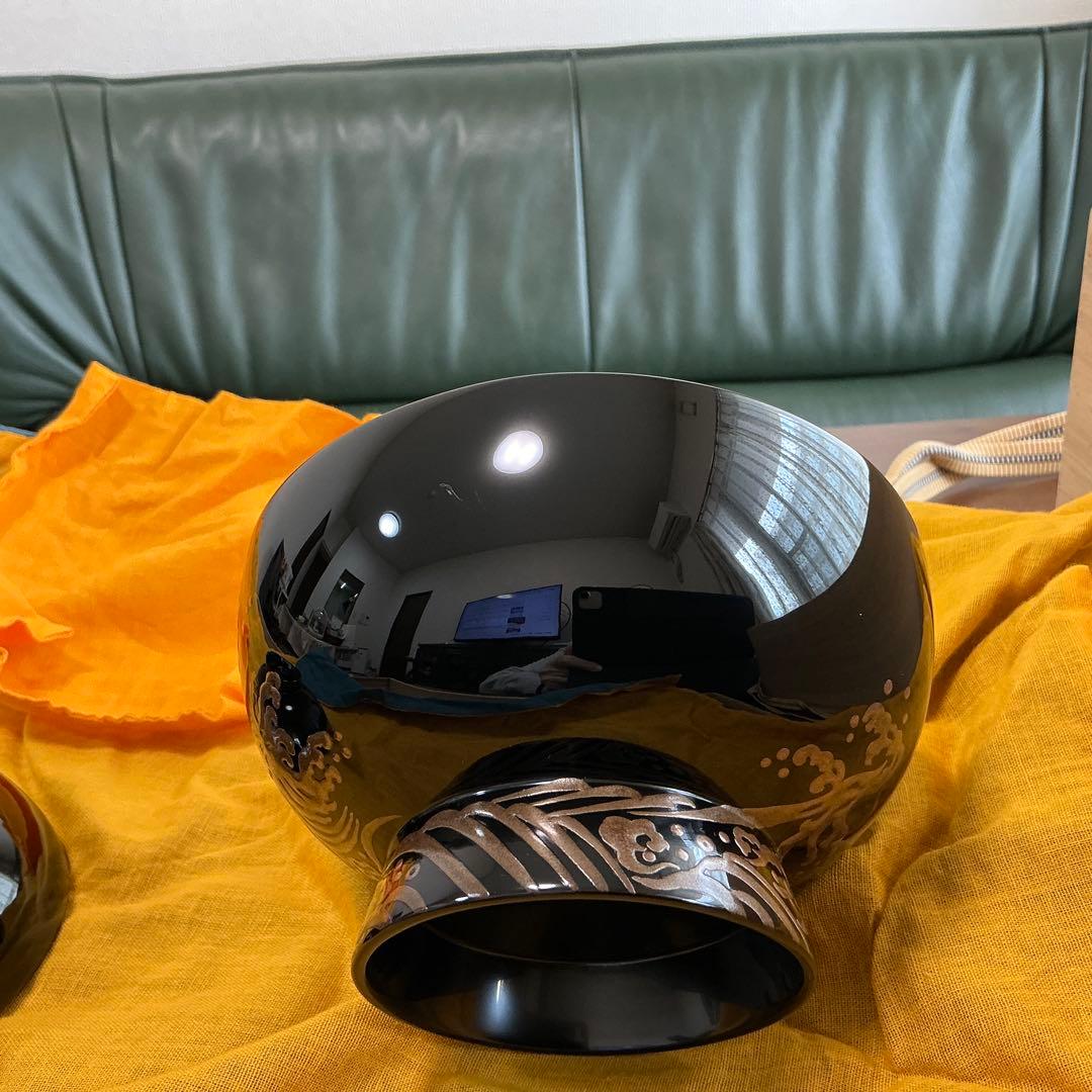 vincentfuto318様 輪島屋本店　波に日の出鶴蒔絵5客揃