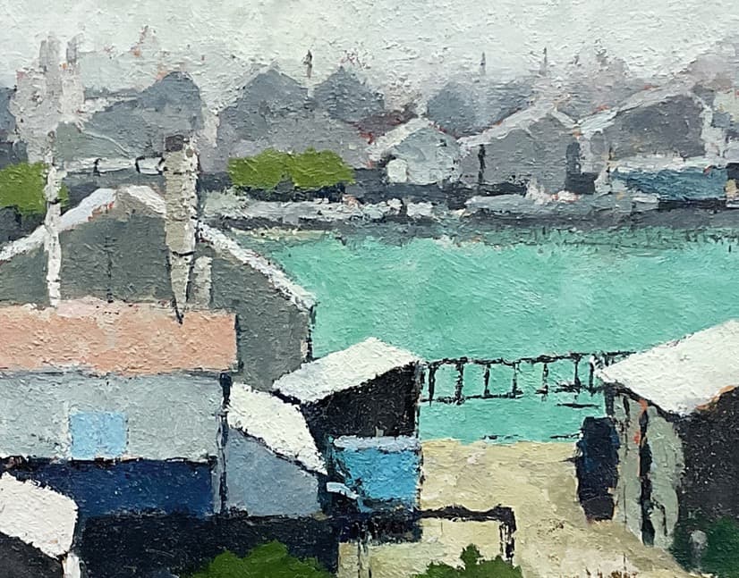 絵画 289 油絵/風景/東京の街景/新木場/材木工場/P15号