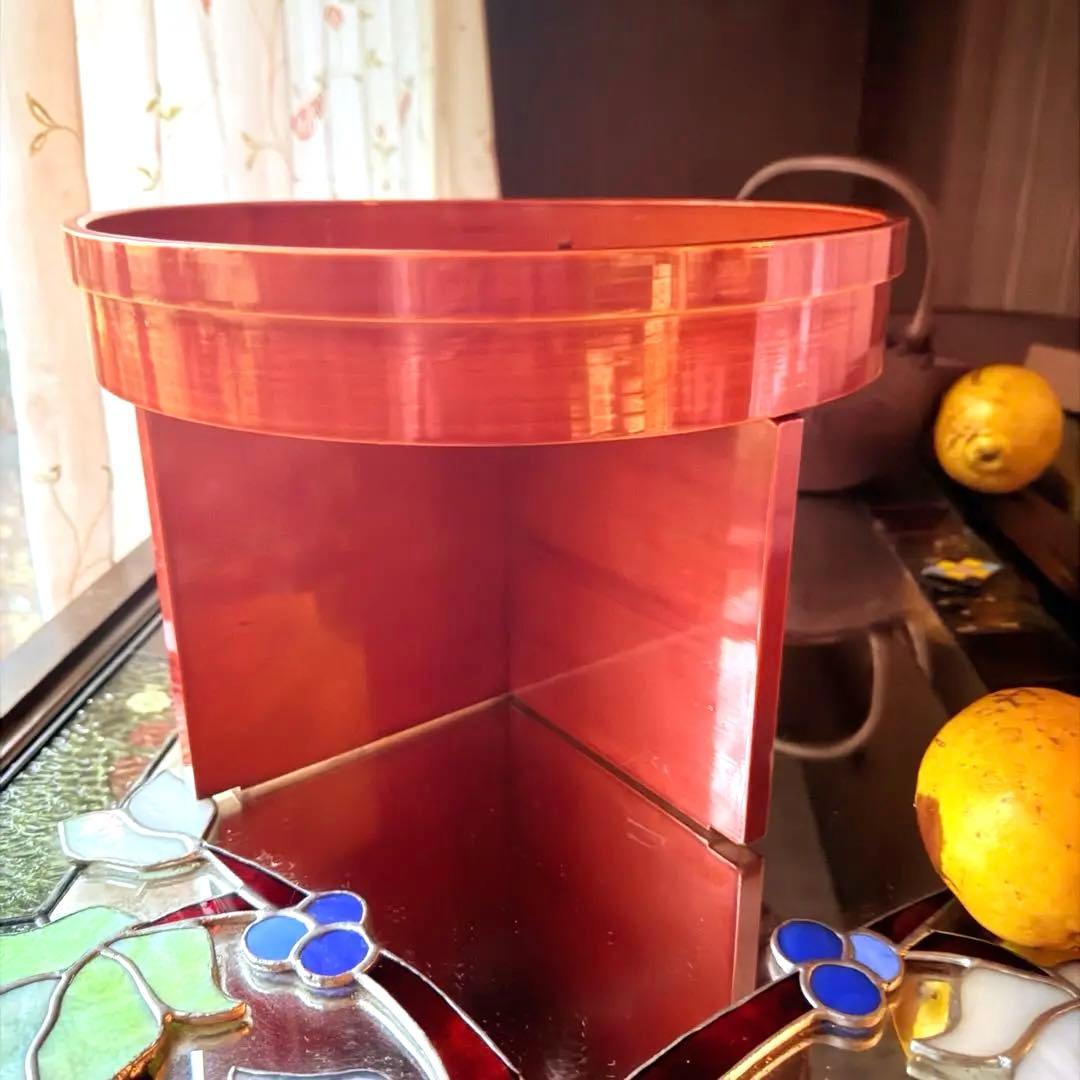 2212様感謝‼️透けるキャラメル色‼️丸形　飛騨春慶塗り　円形三宝　無形文化財