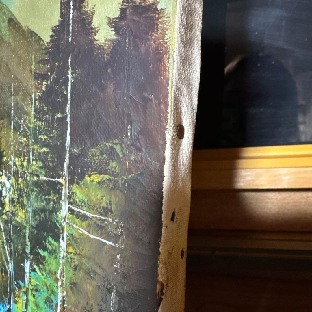 水口新一　直筆サイン入り　『穂高連峰』　F6号　油彩　額縁　ガラス