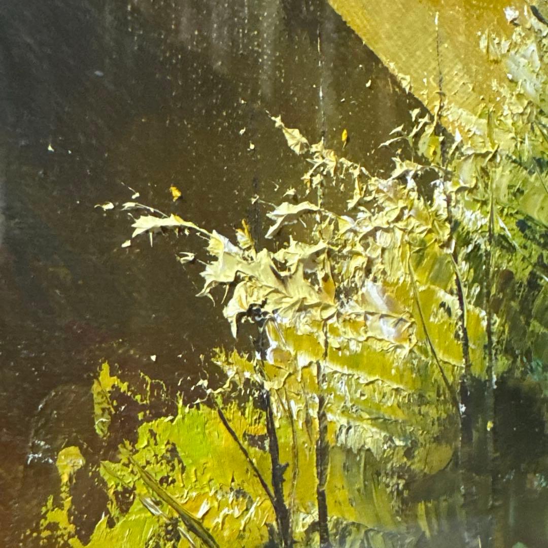 水口新一　直筆サイン入り　『穂高連峰』　F6号　油彩　額縁　ガラス