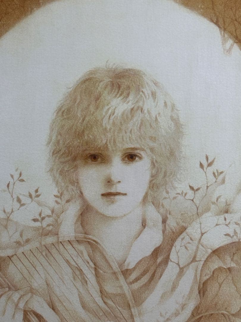 真作金色の森の少年　きたのじゅんこ　リトグラフ30/575 保証書付き