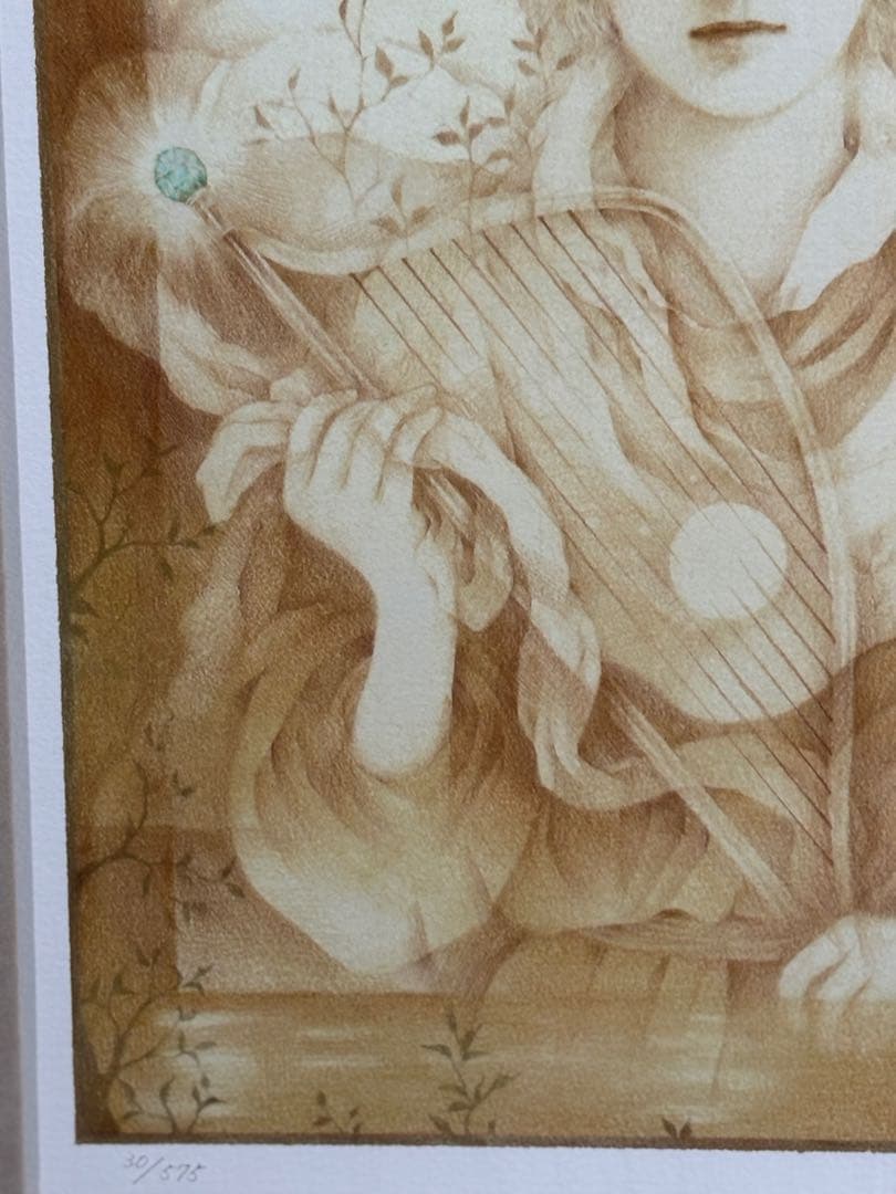 真作金色の森の少年　きたのじゅんこ　リトグラフ30/575 保証書付き