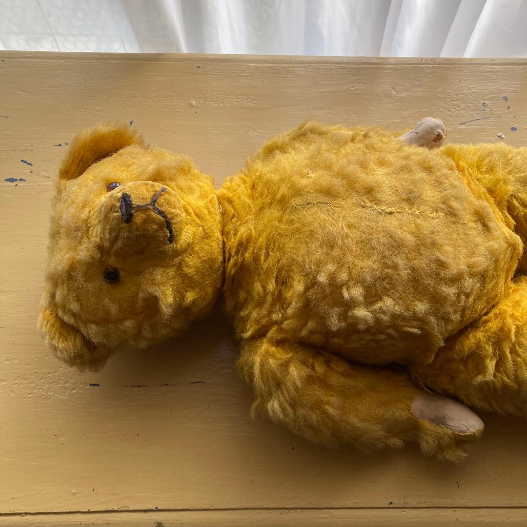 フランス　アンティーク　古い黄色のぬいぐるみ