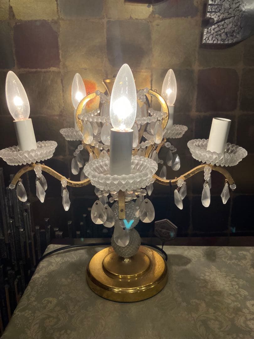 クリスタルシャンデリアテーブルランプ　アンティーク