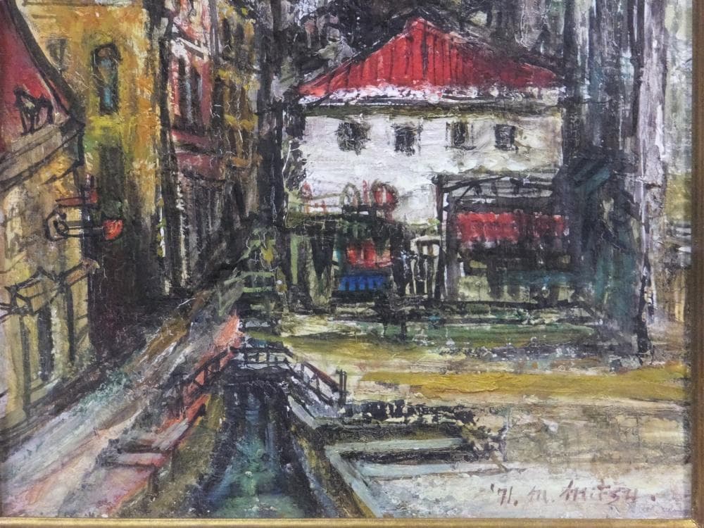 三觜正之　直筆サイン『ベニス風景』油彩 1971年 4号 0313E