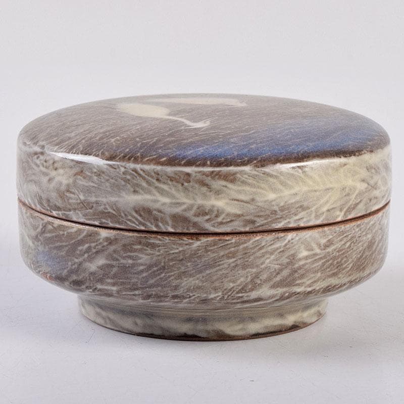 茶道具　臥牛窯　十三代　横石臥牛作　白鷺文　香合　共箱　Z　8496