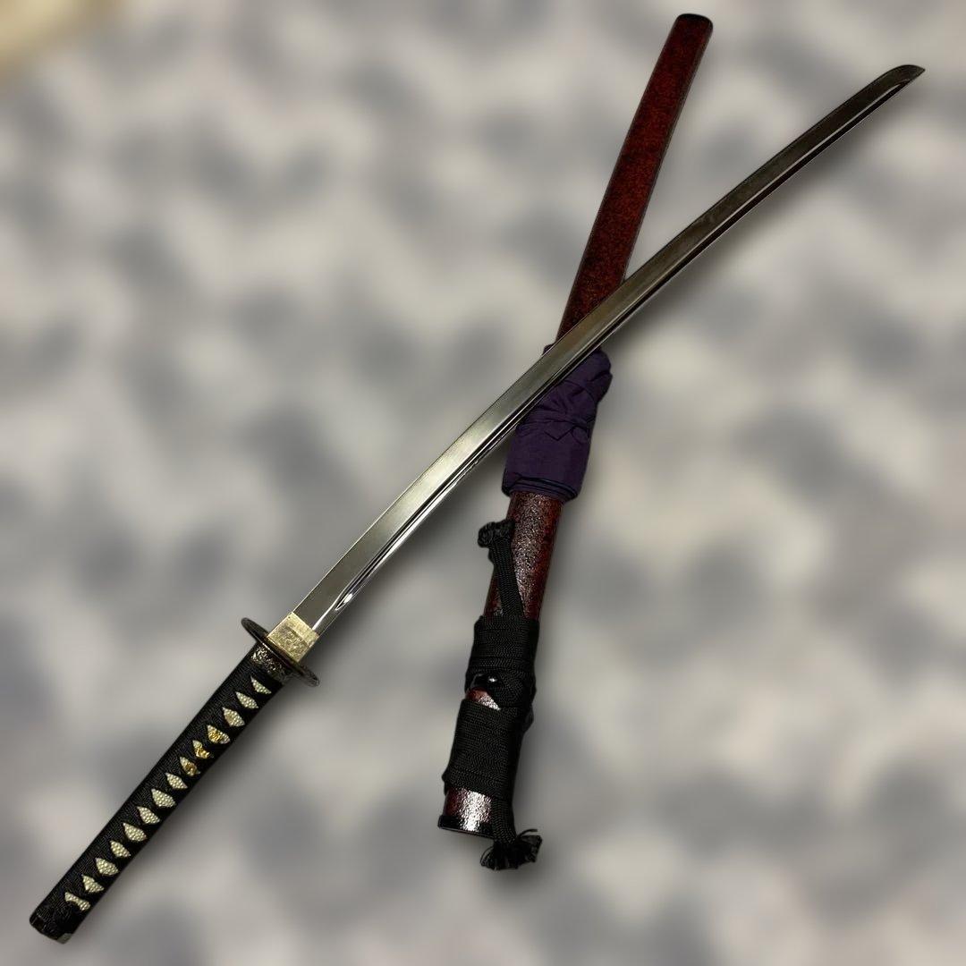 豪華模造刀(刀袋付) 坂本龍馬拵え 黒柄 龍彫透し丸鍔