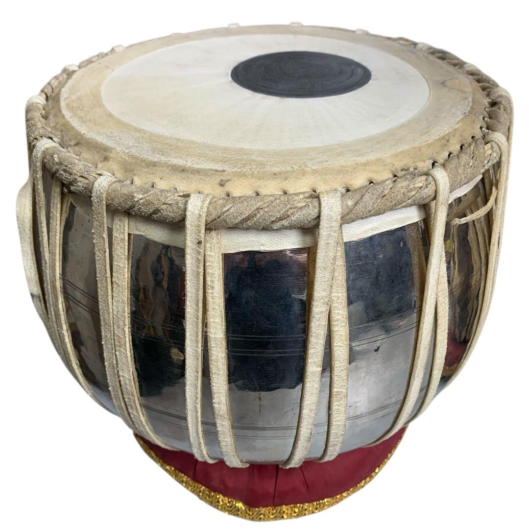 【希少】インド打楽器 タブラ&バヤンセット 台座付き
