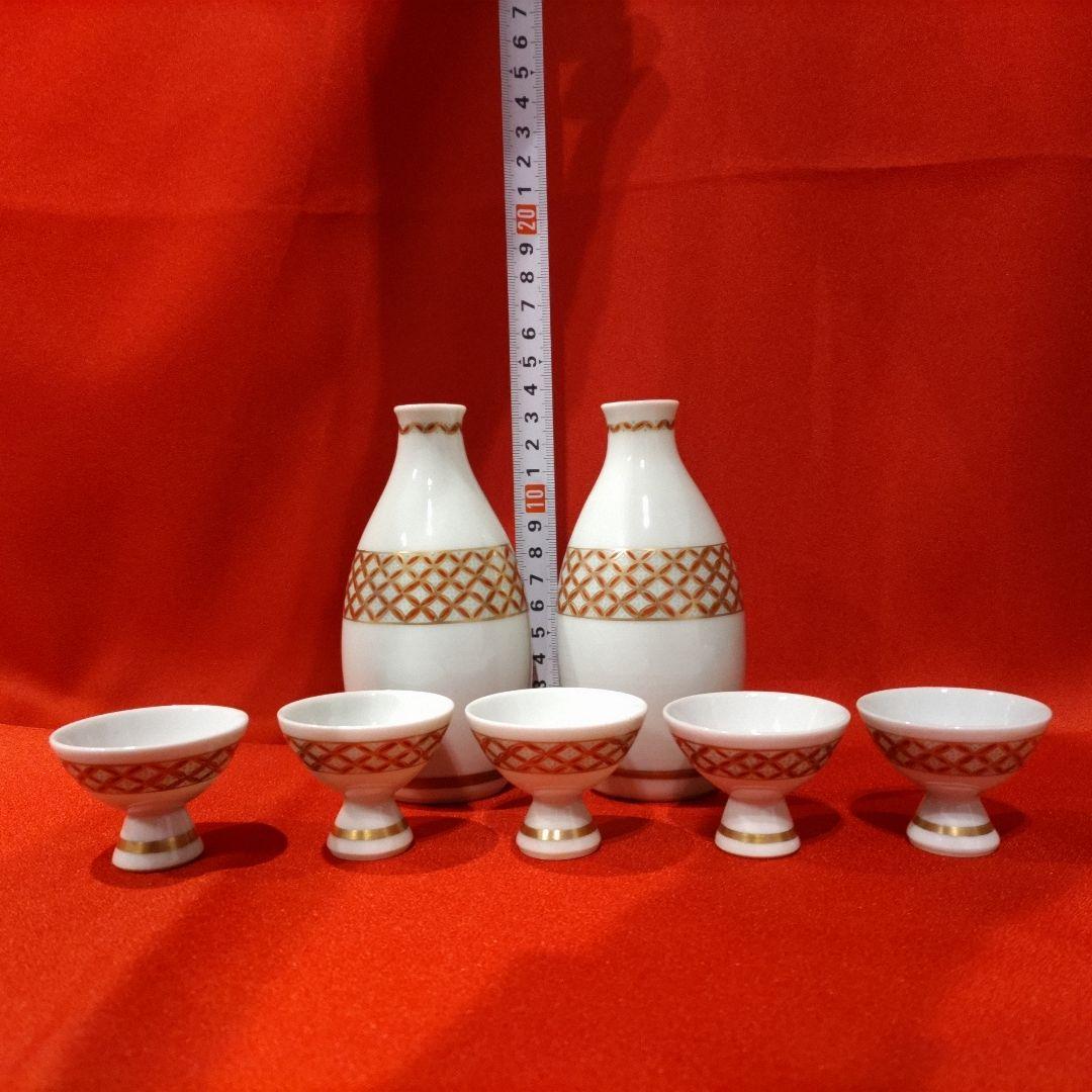 3代 須田菁華 酒器揃 七宝文 盃 5点 徳利2点 お猪口 酒盃 酒瓶