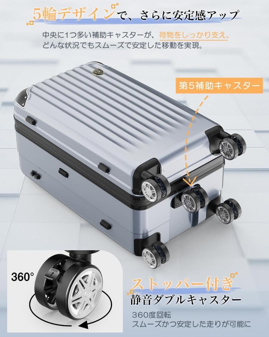 新品半額 日本ブランド スーツ キャリーケース Mサイズ 68L シルバーグレー