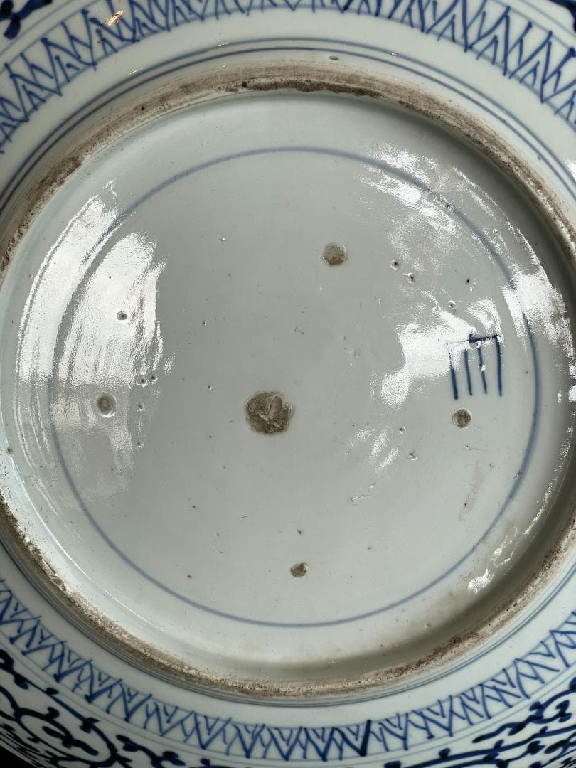 極上 古伊万里 大皿 金蘭手 江戸期 唐獅子 牡丹図 七宝文 紗綾形風 飾皿