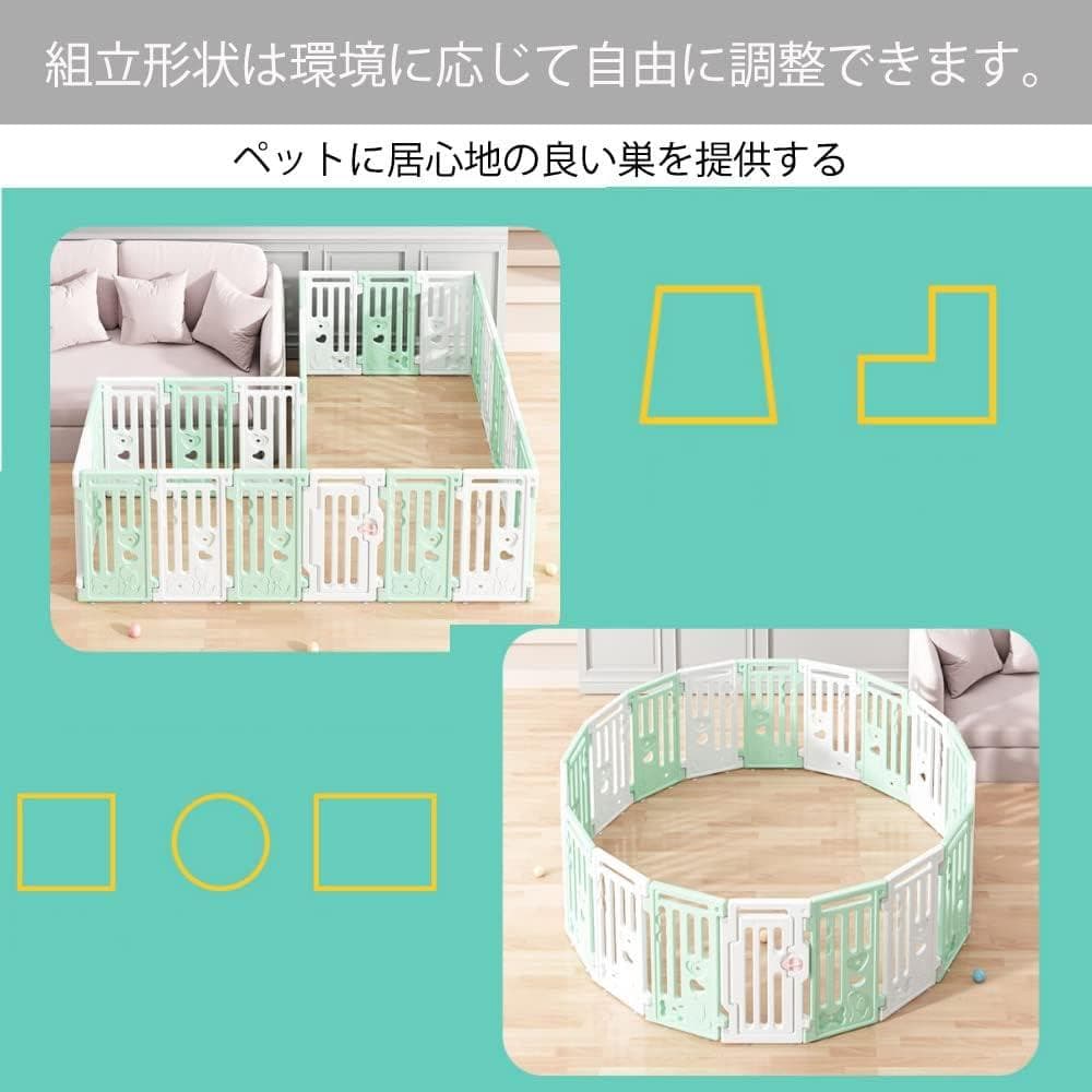 ペットフェンス 中大型犬用 ペットフェンス 全成長期使用可 ドア付き DIY