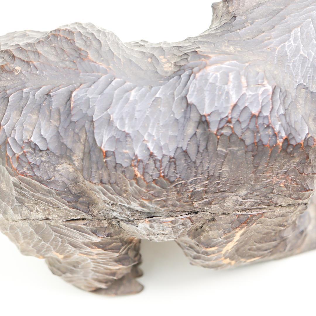 ガラス目 吠え熊 木彫 北海道民芸