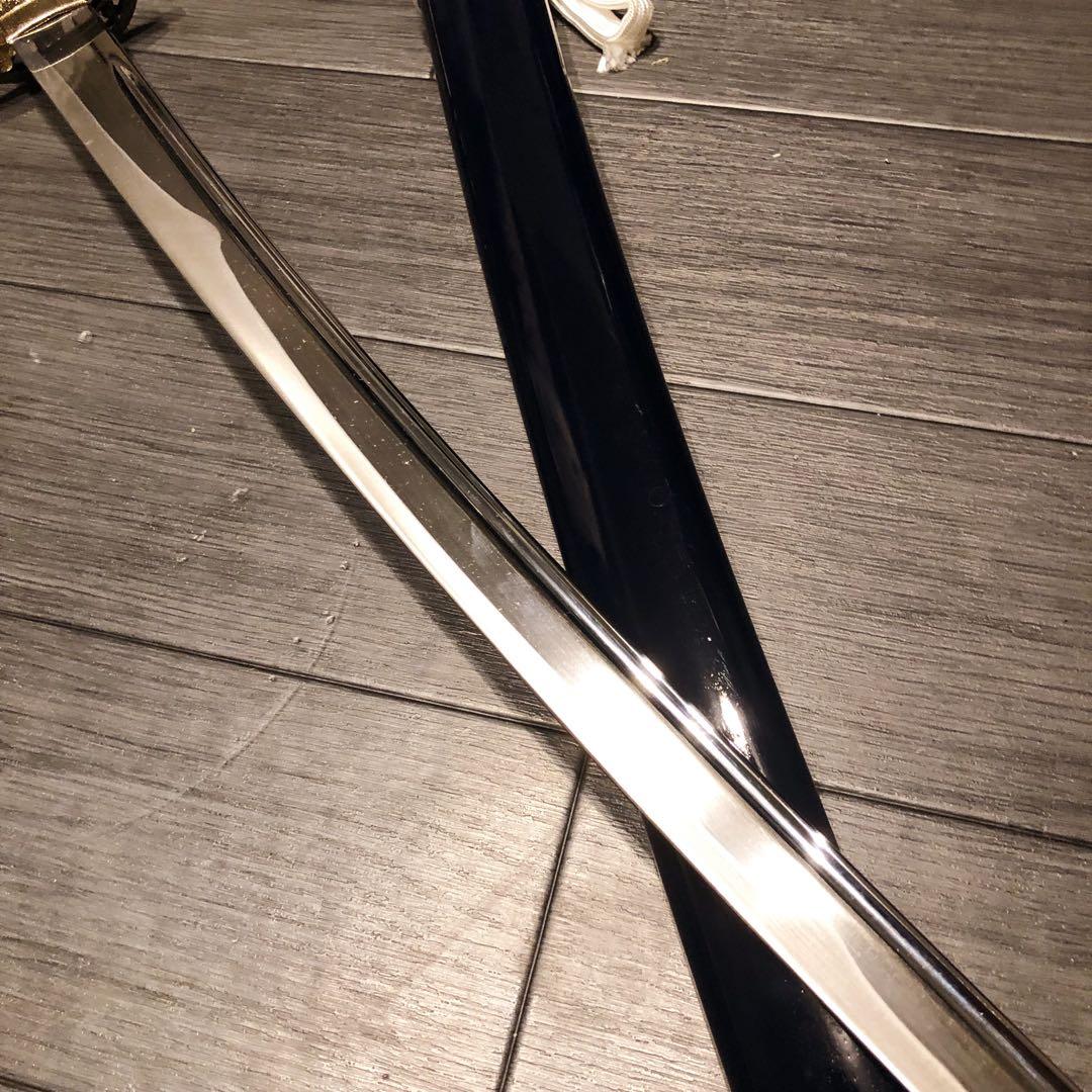 高級模造刀　高級居合刀　樋入り　優勢刃紋刀身　白拵え　亜合金刀身