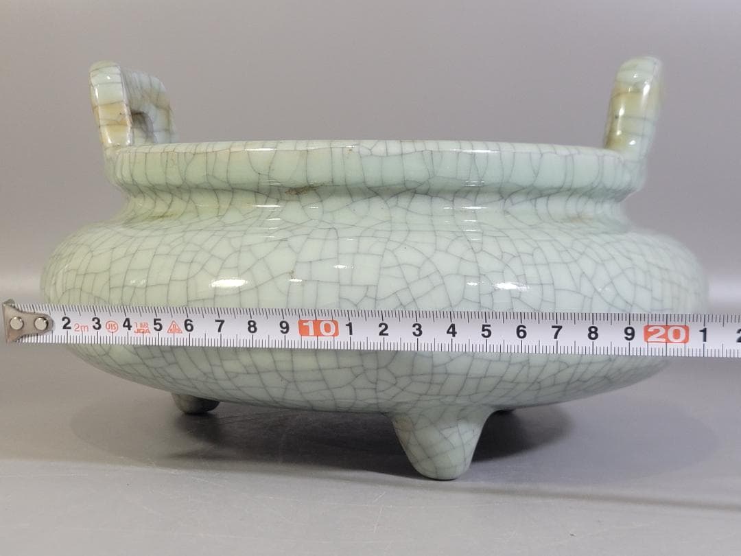 中国美術 哥釉 大香炉 時代物 DT337