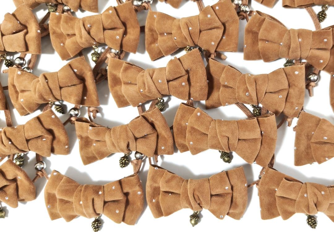 業務用トリミンチョーカー　秋色リボン　70個　11月どんぐり松ぼっくりチャーム