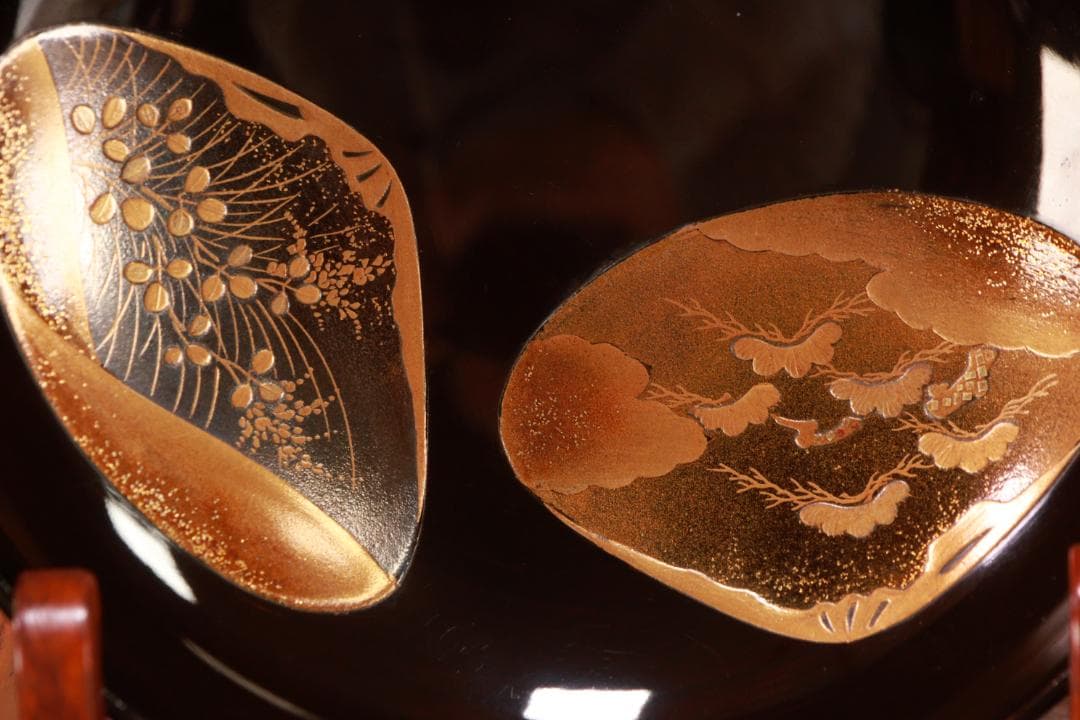 BK425　時代輪島塗　図替り　貝尽くし図金蒔絵　吸物椀　五客　木製 懐石 菓子