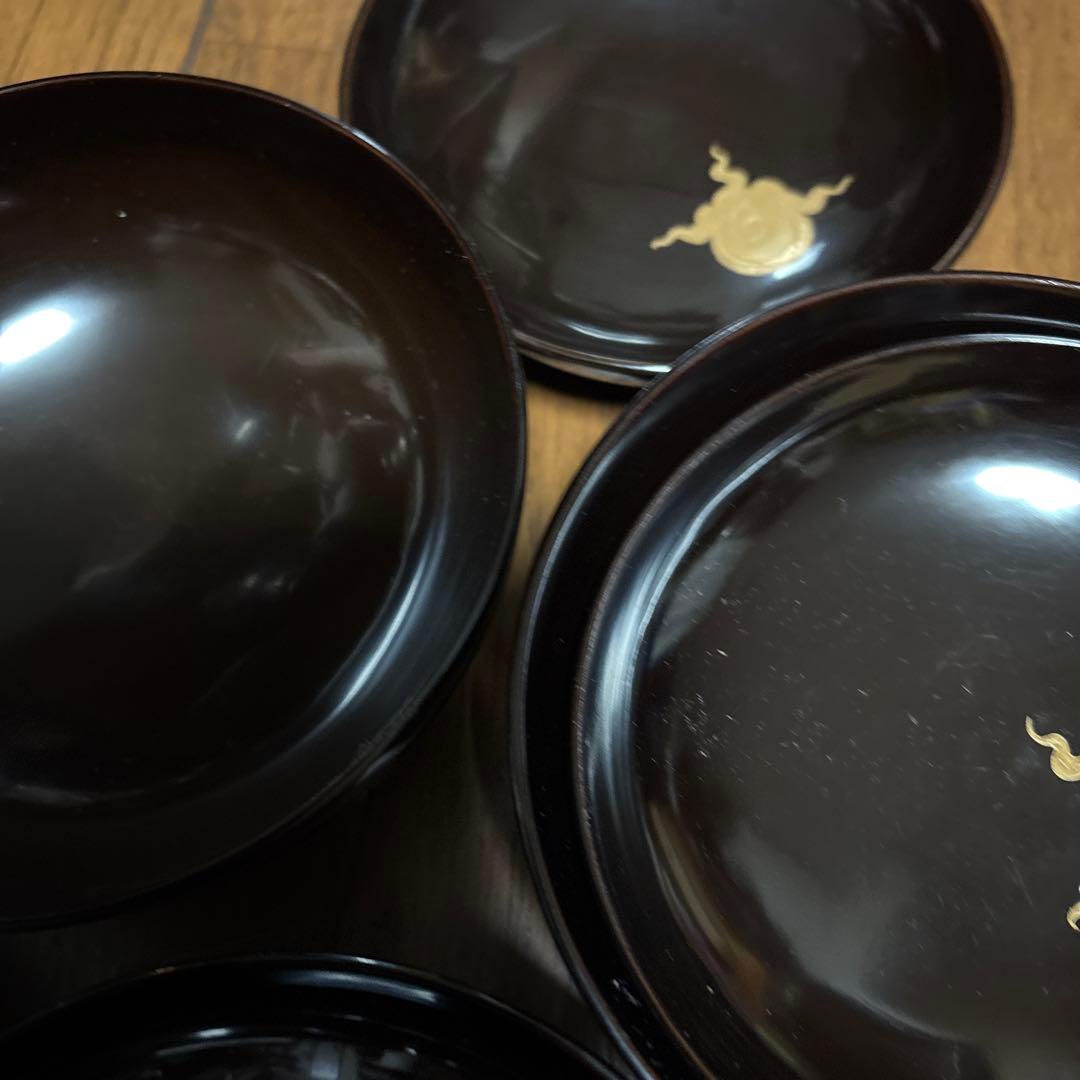 特別出品　アンティーク　蒔絵が素敵な漆器椀五客セット　松と宝珠　お殿様　煮物椀