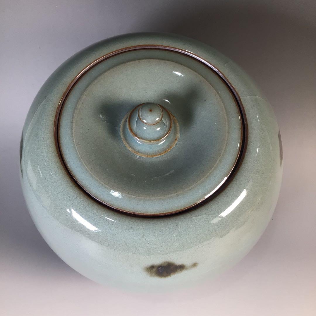 Ｍ２４６　水指　『椿窯　五島哲造』『蕨釉水指』　共箱　茶道具