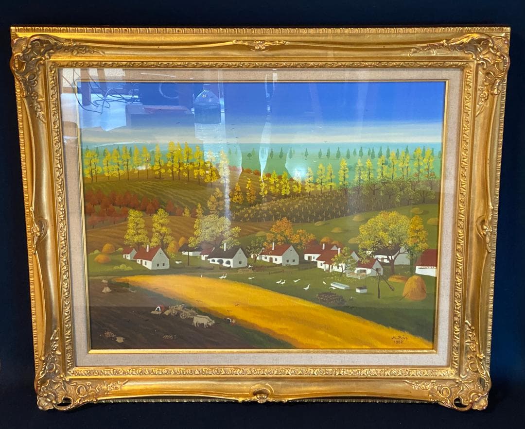 「真作」作家不明　風景画 　油絵　絵画　油彩画　額装　F12号