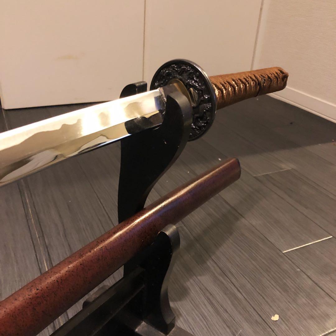 高級模造刀　高級居合刀　太刀　　本研波刃　亜鉛合金　茶拵え