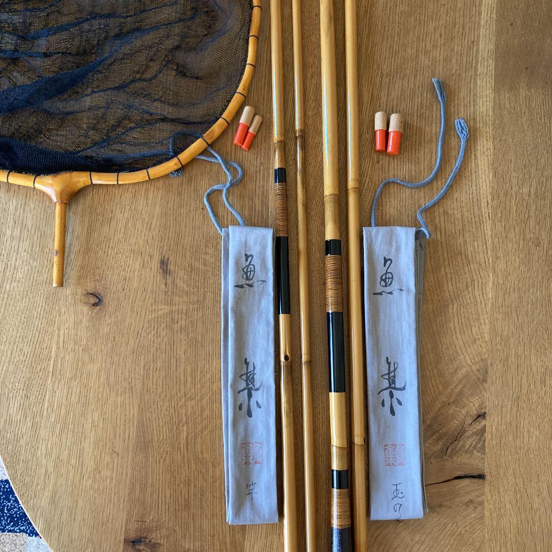 美品　竿掛け　玉の柄セット　魚集　胴漆済