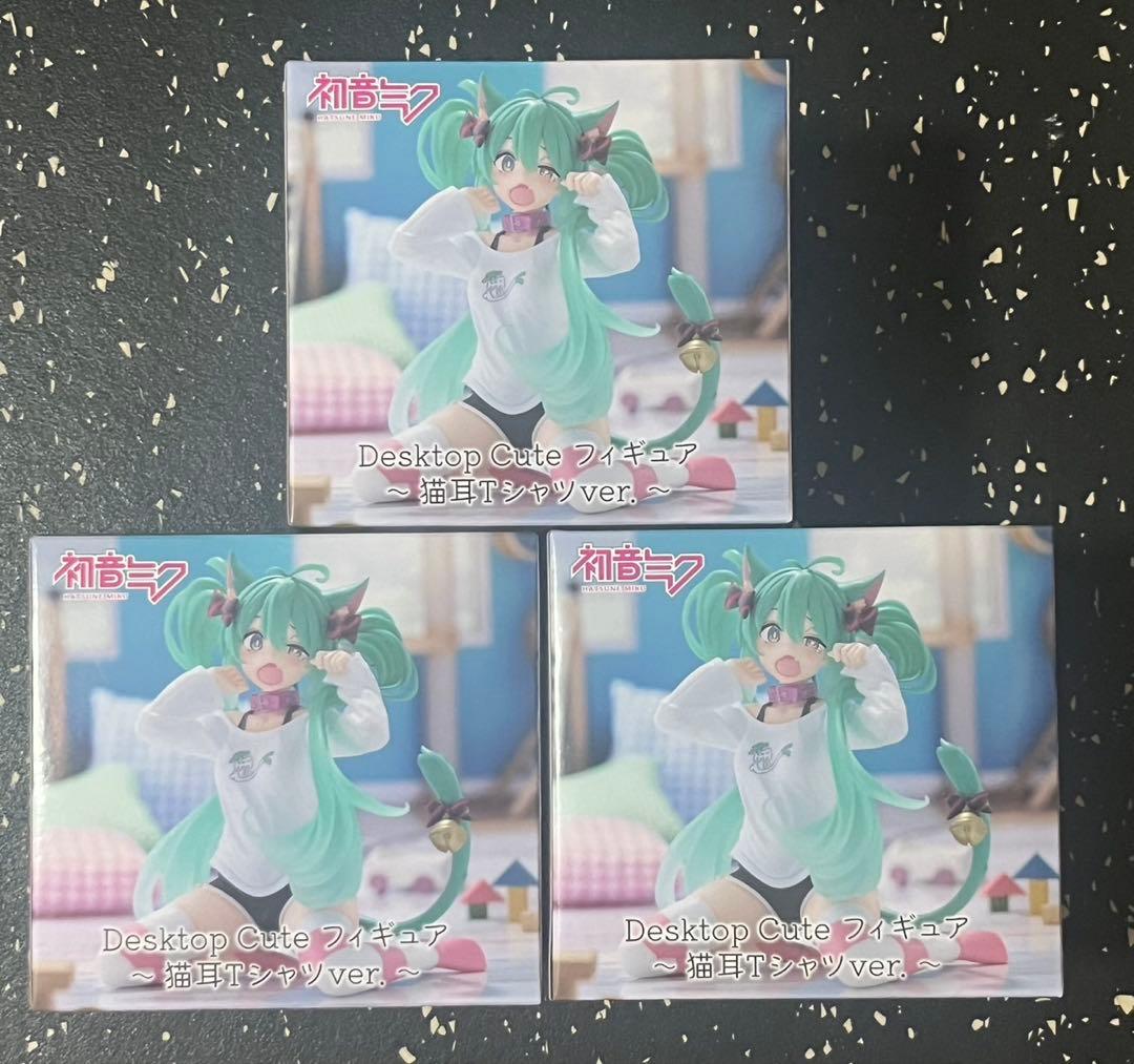 初音ミク Desktop Cute フィギュア 猫耳Tシャツ 3個 セット