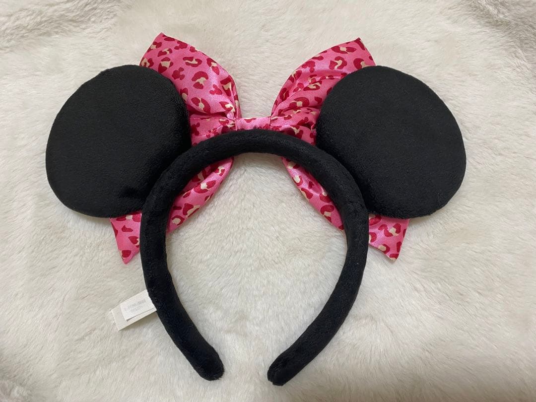 ディズニー　ミニー　ヒョウ柄　ファンキャップ カチューシャ　ピンク　セット