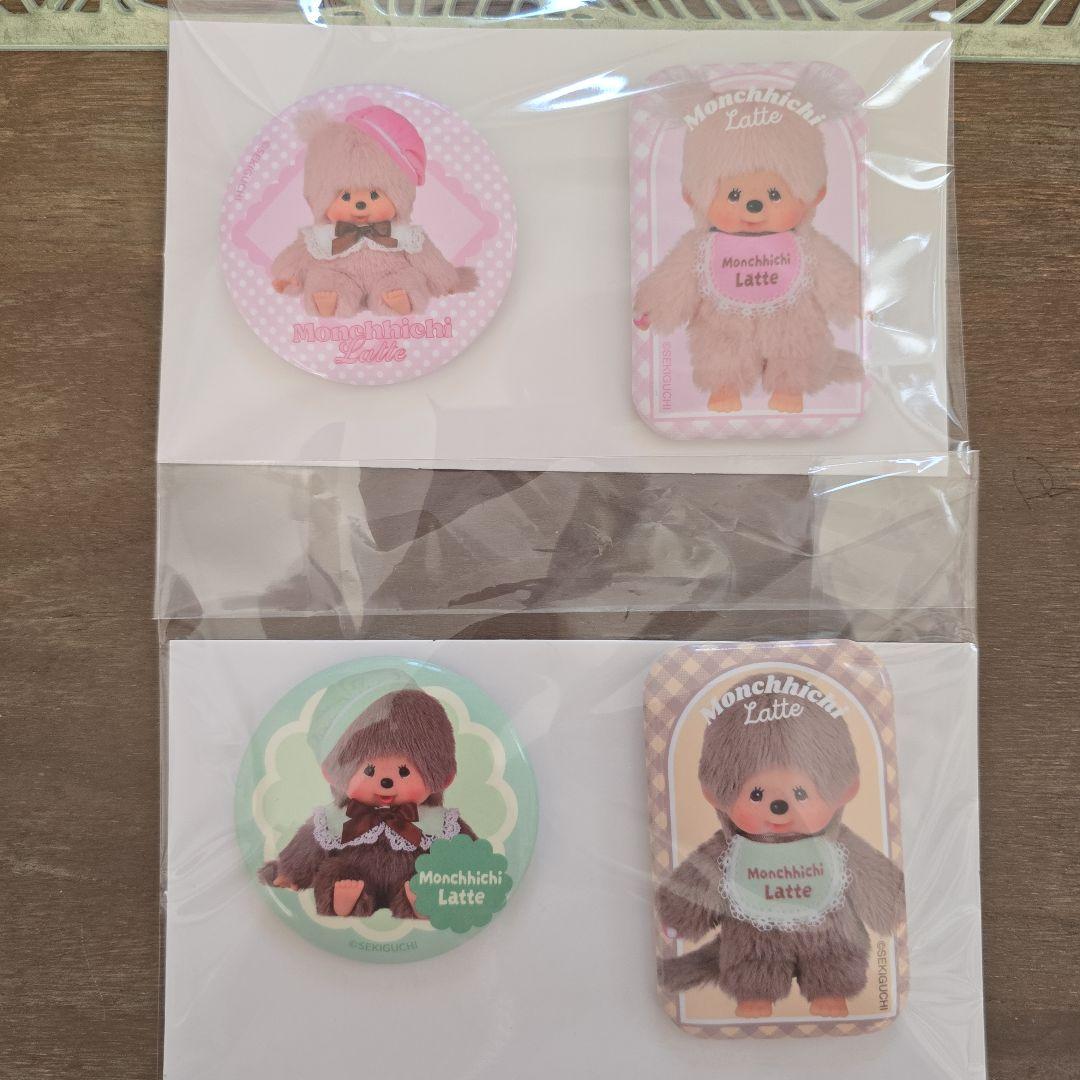 モンチッチラテぬいぐるみ・ ピンバッジ 6個セット
