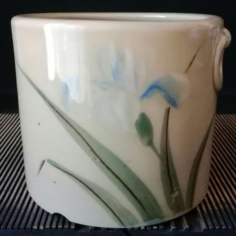 逸品　手焙　手焙り　茶道具　茶席　陶磁器　燕子花図　手描き　和骨董　アンティーク