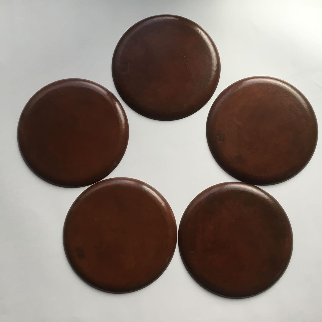 銅皿　龍模様　五枚　伝統工芸手打品　茶道具　青海盆　銘々皿　手づくり