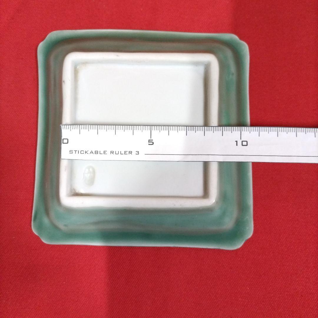 青磁の四方皿５枚揃 五陶 菓子皿 懐石料理 明治期 茶道具