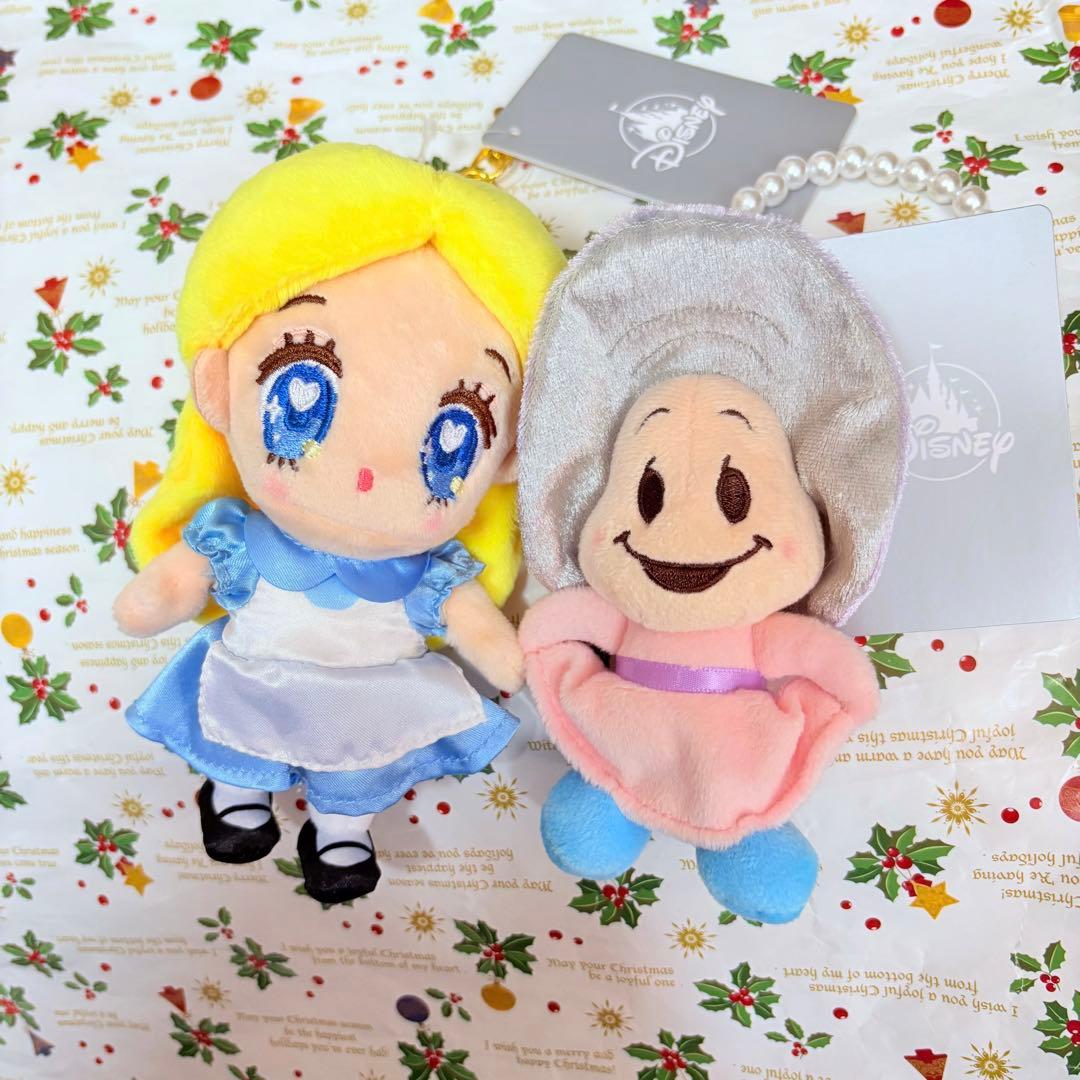 不思議の国のアリス　ぬいぐるみキーチェーン　アリス&ヤングオイスター　tiny