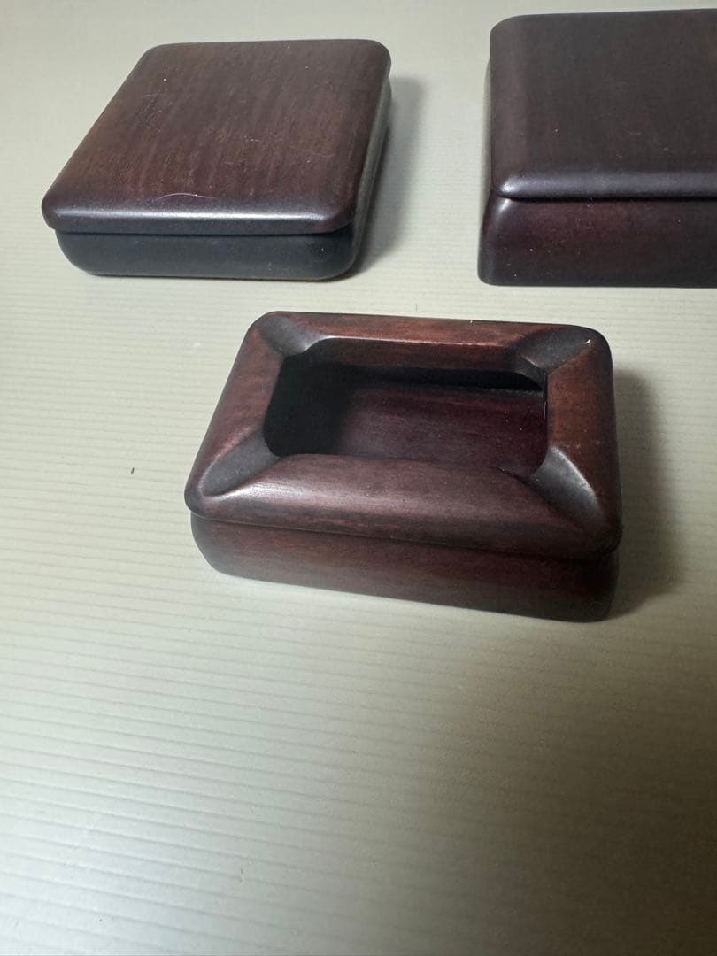 2100  唐木　煎茶盆1客　木箱3客　時代物