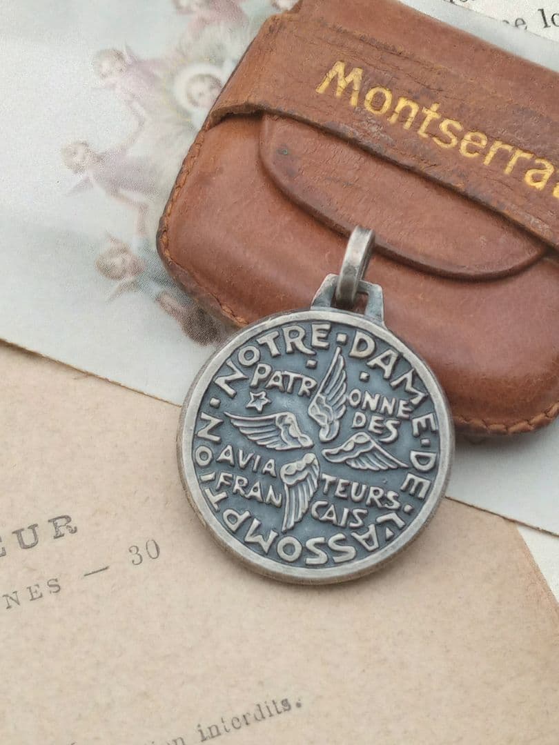 【希少】1930年代前後頃 フェルナン・ピィによる聖母の被昇天シルバー色メダイ