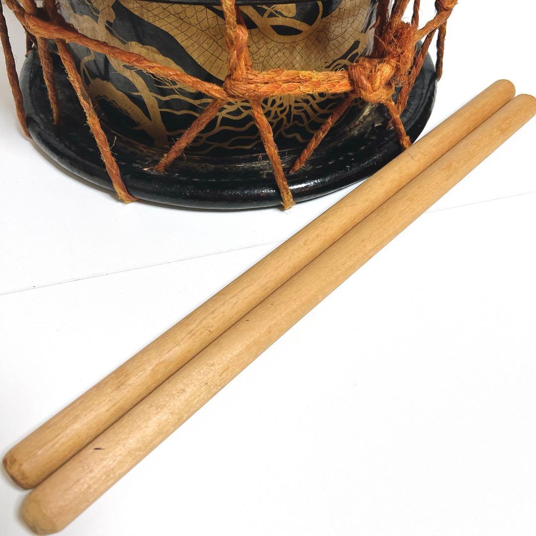 【蒔絵・金彩】締め太鼓　和太鼓 35.5cm×15cm 松絵柄　鶴　縁起物