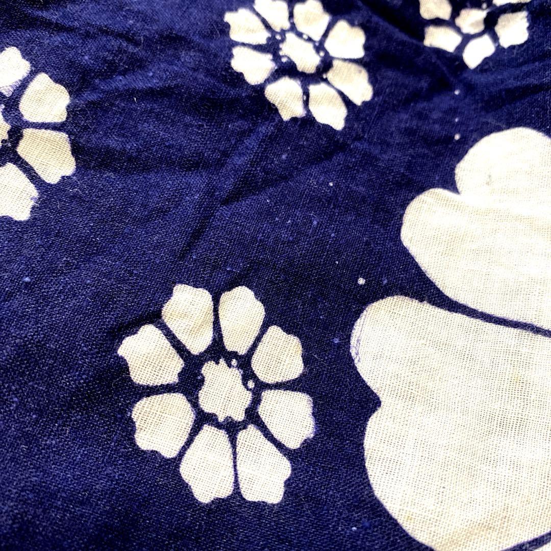 1970年代昭和レトロアンティーク紺花柄フレアスカートコットン巻きスカート 浴衣