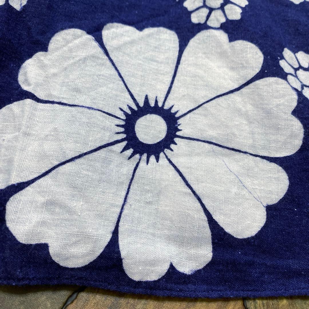 1970年代昭和レトロアンティーク紺花柄フレアスカートコットン巻きスカート 浴衣