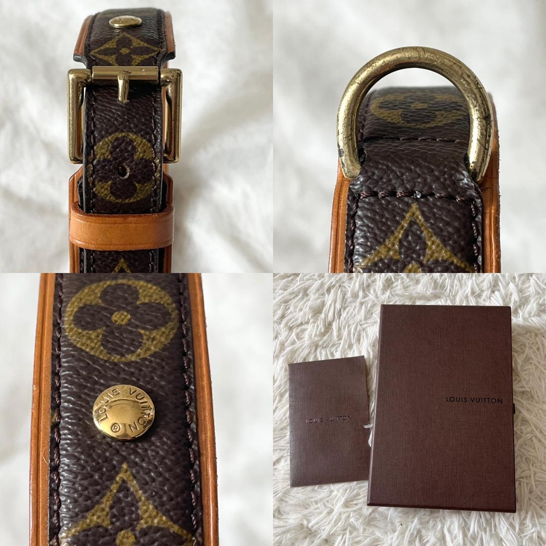 【鑑定済】ルイヴィトン 犬用 首輪 モノグラム 大型犬向け 本革 ペットグッズ