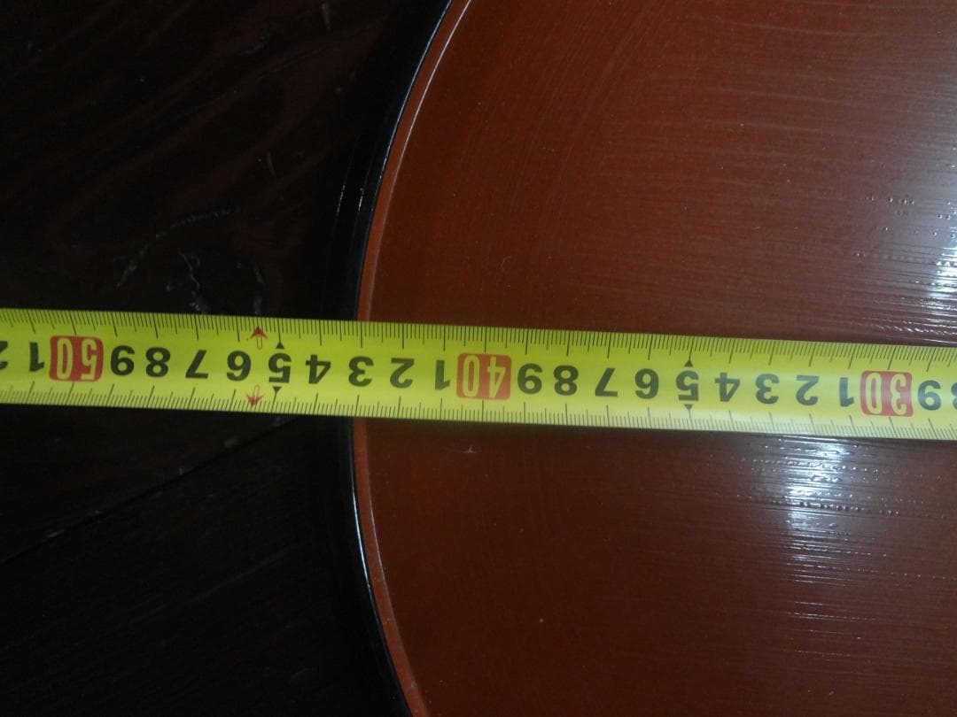 漆器膳１０枚セット　両面半月黄褐色塗 裏朱塗 40cm 会席膳 お盆