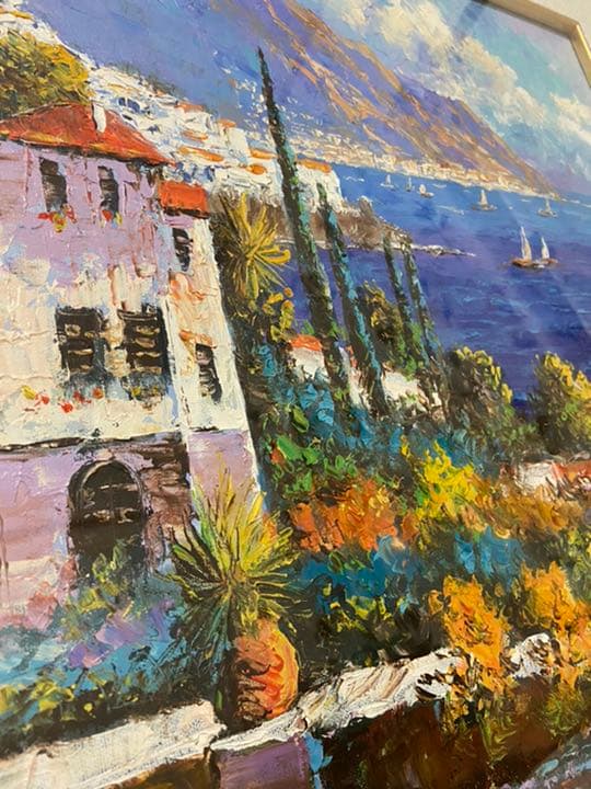 J.クールベ【地中海の眺め】油絵　油彩