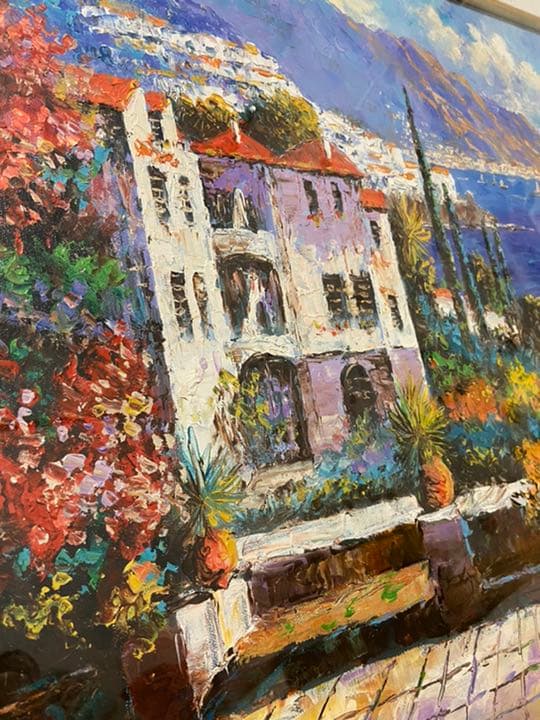 J.クールベ【地中海の眺め】油絵　油彩